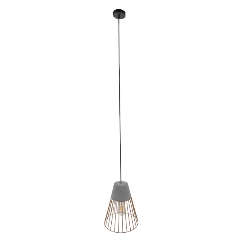 GLOBOSTAR® DURANT 01323 Μοντέρνο Κρεμαστό Φωτιστικό Οροφής με Ντουί 1 x E27 AC 220-240V IP20 - Γκρι & Χρυσό - Μ25 x Π25 x Υ31cm