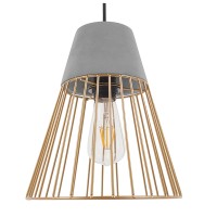 GLOBOSTAR® DURANT 01323 Μοντέρνο Κρεμαστό Φωτιστικό Οροφής με Ντουί 1 x E27 AC 220-240V IP20 - Γκρι & Χρυσό - Μ25 x Π25 x Υ31cm
