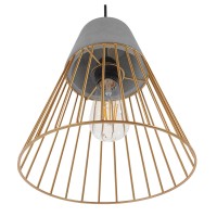 GLOBOSTAR® DURANT 01323 Μοντέρνο Κρεμαστό Φωτιστικό Οροφής με Ντουί 1 x E27 AC 220-240V IP20 - Γκρι & Χρυσό - Μ25 x Π25 x Υ31cm