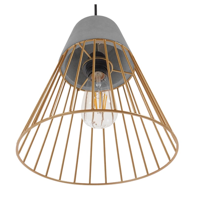 GLOBOSTAR® DURANT 01323 Μοντέρνο Κρεμαστό Φωτιστικό Οροφής με Ντουί 1 x E27 AC 220-240V IP20 - Γκρι & Χρυσό - Μ25 x Π25 x Υ31cm