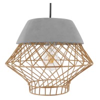 GLOBOSTAR® DURANT 01324 Μοντέρνο Κρεμαστό Φωτιστικό Οροφής με Ντουί 1 x E27 AC 220-240V IP20 - Γκρι & Χρυσό - Μ35 x Π35 x Υ35cm