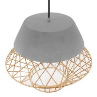 GLOBOSTAR® DURANT 01324 Μοντέρνο Κρεμαστό Φωτιστικό Οροφής με Ντουί 1 x E27 AC 220-240V IP20 - Γκρι & Χρυσό - Μ35 x Π35 x Υ35cm