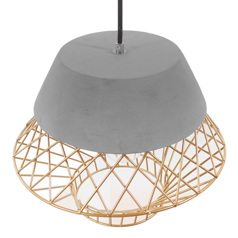 GLOBOSTAR® DURANT 01324 Μοντέρνο Κρεμαστό Φωτιστικό Οροφής με Ντουί 1 x E27 AC 220-240V IP20 - Γκρι & Χρυσό - Μ35 x Π35 x Υ35cm