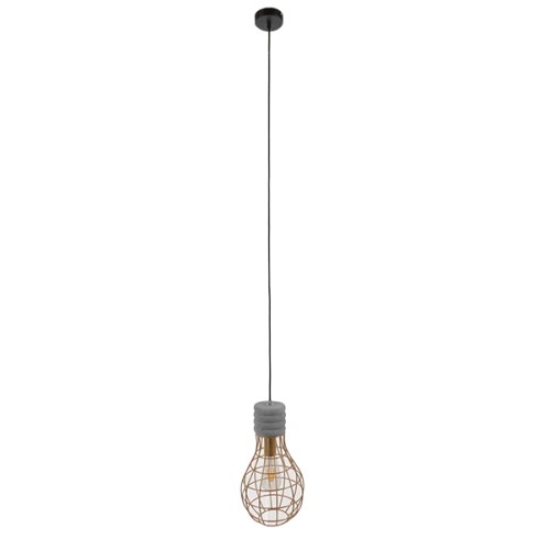 GLOBOSTAR® DURANT 01325 Μοντέρνο Κρεμαστό Φωτιστικό Οροφής με Ντουί 1 x E27 AC 220-240V IP20 - Γκρι & Χρυσό - Μ20 x Π20 x Υ35cm