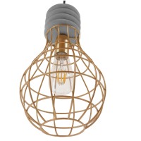 GLOBOSTAR® DURANT 01325 Μοντέρνο Κρεμαστό Φωτιστικό Οροφής με Ντουί 1 x E27 AC 220-240V IP20 - Γκρι & Χρυσό - Μ20 x Π20 x Υ35cm