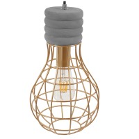 GLOBOSTAR® DURANT 01325 Μοντέρνο Κρεμαστό Φωτιστικό Οροφής με Ντουί 1 x E27 AC 220-240V IP20 - Γκρι & Χρυσό - Μ20 x Π20 x Υ35cm