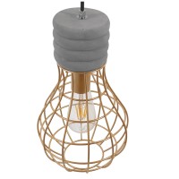 GLOBOSTAR® DURANT 01325 Μοντέρνο Κρεμαστό Φωτιστικό Οροφής με Ντουί 1 x E27 AC 220-240V IP20 - Γκρι & Χρυσό - Μ20 x Π20 x Υ35cm