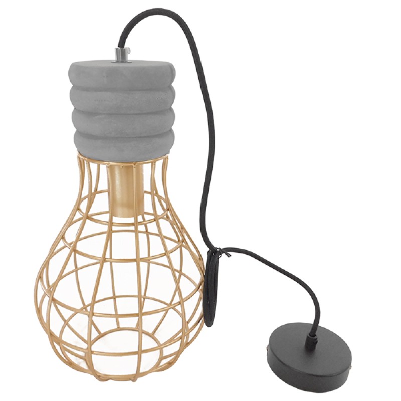 GLOBOSTAR® DURANT 01325 Μοντέρνο Κρεμαστό Φωτιστικό Οροφής με Ντουί 1 x E27 AC 220-240V IP20 - Γκρι & Χρυσό - Μ20 x Π20 x Υ35cm