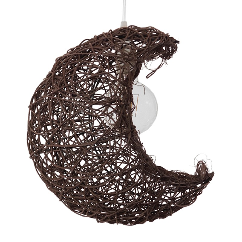 GLOBOSTAR® CRESCENT 01330 Vintage Κρεμαστό Φωτιστικό Οροφής με Ντουί 1 x E27 AC 220-240V IP20 - Καφέ - Μ30 x Π20 x Υ35cm