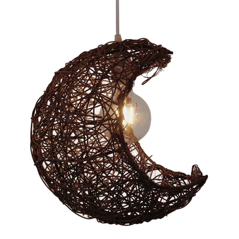 GLOBOSTAR® CRESCENT 01330 Vintage Κρεμαστό Φωτιστικό Οροφής με Ντουί 1 x E27 AC 220-240V IP20 - Καφέ - Μ30 x Π20 x Υ35cm