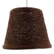 GloboStar® PLAYROOM 01333 Vintage Κρεμαστό Φωτιστικό Οροφής Μονόφωτο Καφέ Σκούρο Ξύλινο Ψάθινο Rattan Φ32 x Υ27cm