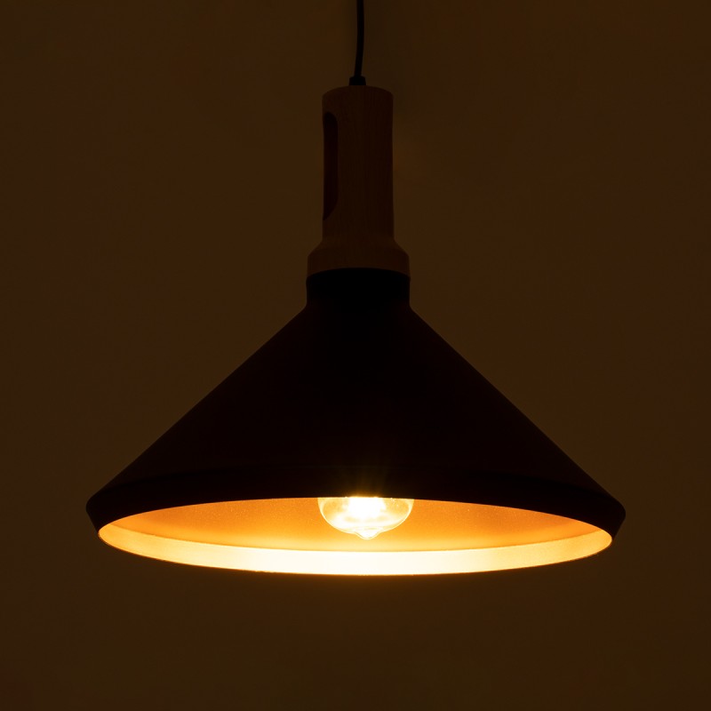 GLOBOSTAR® CALYPSO 01334-A Μοντέρνο Κρεμαστό Φωτιστικό Οροφής με Ντουί 1 x E27 AC 220-240V IP20 - Μαύρο & Μπρούτζινο - Μ36 x Π36 x Υ30cm