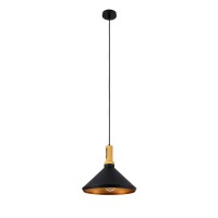 GLOBOSTAR® CALYPSO 01334-A Μοντέρνο Κρεμαστό Φωτιστικό Οροφής με Ντουί 1 x E27 AC 220-240V IP20 - Μαύρο & Μπρούτζινο - Μ36 x Π36 x Υ30cm