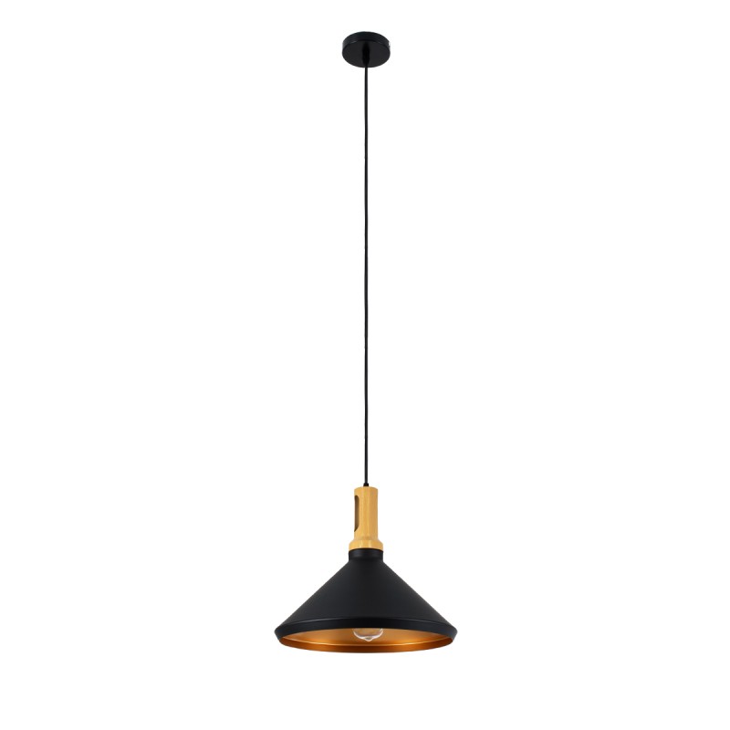 GLOBOSTAR® CALYPSO 01334-A Μοντέρνο Κρεμαστό Φωτιστικό Οροφής με Ντουί 1 x E27 AC 220-240V IP20 - Μαύρο & Μπρούτζινο - Μ36 x Π36 x Υ30cm