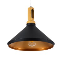 GLOBOSTAR® CALYPSO 01334-A Μοντέρνο Κρεμαστό Φωτιστικό Οροφής με Ντουί 1 x E27 AC 220-240V IP20 - Μαύρο & Μπρούτζινο - Μ36 x Π36 x Υ30cm