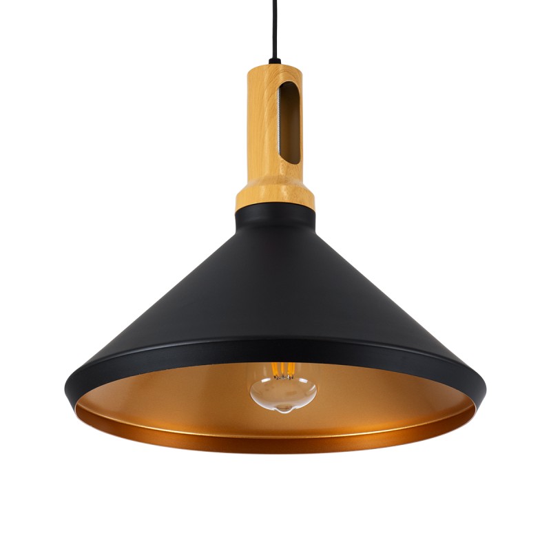 GLOBOSTAR® CALYPSO 01334-A Μοντέρνο Κρεμαστό Φωτιστικό Οροφής με Ντουί 1 x E27 AC 220-240V IP20 - Μαύρο & Μπρούτζινο - Μ36 x Π36 x Υ30cm