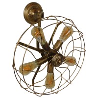 GLOBOSTAR® FAN 01381 Vintage Φωτιστικό Τοίχου - Απλίκα με Ντουί 5 x E27 AC 220-240V IP20 - Μπρούτζινο - Μ46 x Π22 x Υ46cm