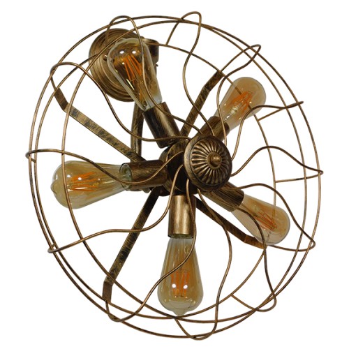 GLOBOSTAR® FAN 01381 Vintage Φωτιστικό Τοίχου - Απλίκα με Ντουί 5 x E27 AC 220-240V IP20 - Μπρούτζινο - Μ46 x Π22 x Υ46cm