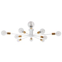 GLOBOSTAR® OLINDA 01383 Μοντέρνο Φωτιστικό Οροφής με Ντουί 10 x E27 AC 220-240V IP20 - Λευκό & Χρυσό - Μ95 x Π95 x Υ17cm