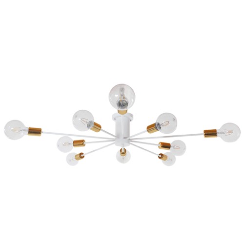 GLOBOSTAR® OLINDA 01383 Μοντέρνο Φωτιστικό Οροφής με Ντουί 10 x E27 AC 220-240V IP20 - Λευκό & Χρυσό - Μ95 x Π95 x Υ17cm