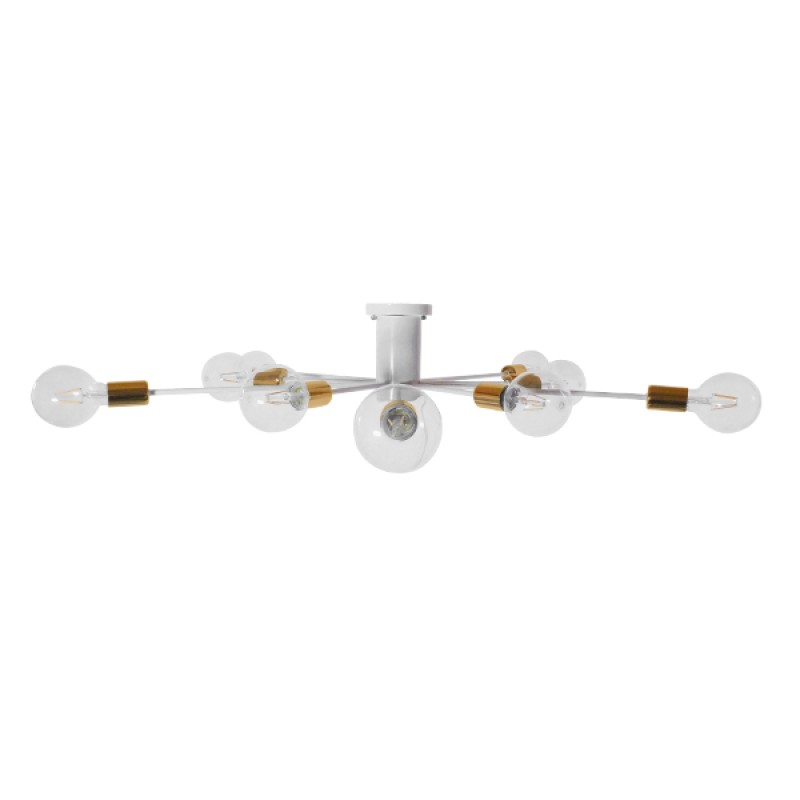 GLOBOSTAR® OLINDA 01383 Μοντέρνο Φωτιστικό Οροφής με Ντουί 10 x E27 AC 220-240V IP20 - Λευκό & Χρυσό - Μ95 x Π95 x Υ17cm