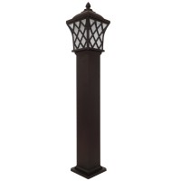 GloboStar® SHELTER 01400 Vintage Φωτιστικό Κολωνάκι Κήπου Μονόφωτο 1 x E27 Καφέ Μεταλλικό Πλέγμα L19 x W19 x H100cm