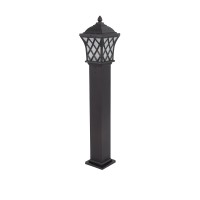 GloboStar® SHELTER 01400 Vintage Φωτιστικό Κολωνάκι Κήπου Μονόφωτο 1 x E27 Καφέ Μεταλλικό Πλέγμα L19 x W19 x H100cm