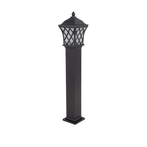 GloboStar® SHELTER 01400 Vintage Φωτιστικό Κολωνάκι Κήπου Μονόφωτο 1 x E27 Καφέ Μεταλλικό Πλέγμα L19 x W19 x H100cm