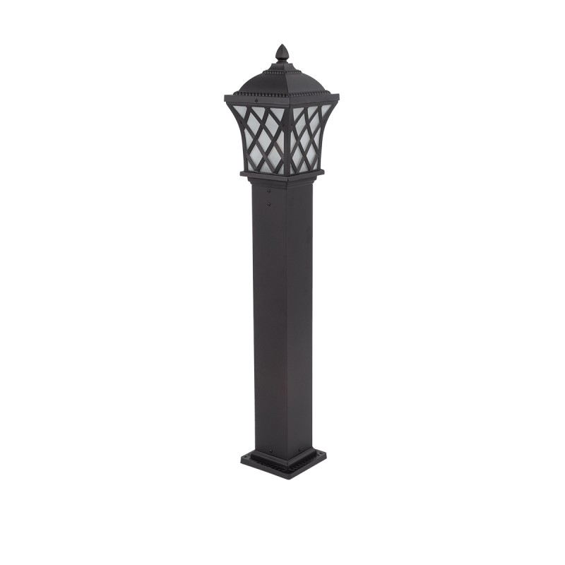 GloboStar® SHELTER 01400 Vintage Φωτιστικό Κολωνάκι Κήπου Μονόφωτο 1 x E27 Καφέ Μεταλλικό Πλέγμα L19 x W19 x H100cm