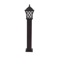 GloboStar® SHELTER 01400 Vintage Φωτιστικό Κολωνάκι Κήπου Μονόφωτο 1 x E27 Καφέ Μεταλλικό Πλέγμα L19 x W19 x H100cm