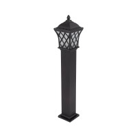 GloboStar® SHELTER 01400 Vintage Φωτιστικό Κολωνάκι Κήπου Μονόφωτο 1 x E27 Καφέ Μεταλλικό Πλέγμα L19 x W19 x H100cm
