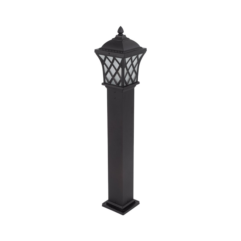 GloboStar® SHELTER 01400 Vintage Φωτιστικό Κολωνάκι Κήπου Μονόφωτο 1 x E27 Καφέ Μεταλλικό Πλέγμα L19 x W19 x H100cm