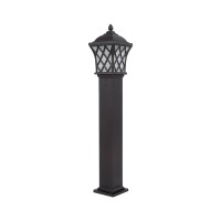GloboStar® SHELTER 01400 Vintage Φωτιστικό Κολωνάκι Κήπου Μονόφωτο 1 x E27 Καφέ Μεταλλικό Πλέγμα L19 x W19 x H100cm