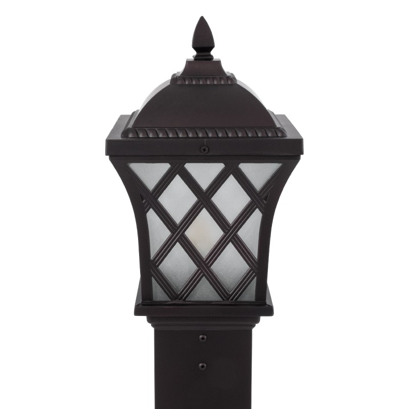 GloboStar® SHELTER 01400 Vintage Φωτιστικό Κολωνάκι Κήπου Μονόφωτο 1 x E27 Καφέ Μεταλλικό Πλέγμα L19 x W19 x H100cm