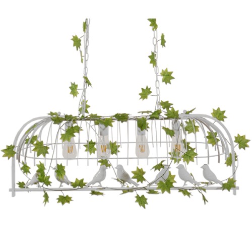 GLOBOSTAR® NEST 01403 Vintage Κρεμαστό Φωτιστικό Οροφής με Ντουί 4 x E27 AC 220-240V IP20 - Λευκό & Πράσινο - Μ103 x Π34 x Υ36.5cm