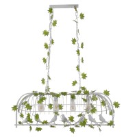 GLOBOSTAR® NEST 01403 Vintage Κρεμαστό Φωτιστικό Οροφής με Ντουί 4 x E27 AC 220-240V IP20 - Λευκό & Πράσινο - Μ103 x Π34 x Υ36.5cm
