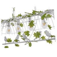 GLOBOSTAR® NEST 01403 Vintage Κρεμαστό Φωτιστικό Οροφής με Ντουί 4 x E27 AC 220-240V IP20 - Λευκό & Πράσινο - Μ103 x Π34 x Υ36.5cm