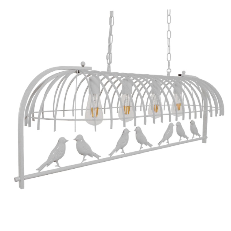 GLOBOSTAR® NEST 01403 Vintage Κρεμαστό Φωτιστικό Οροφής με Ντουί 4 x E27 AC 220-240V IP20 - Λευκό & Πράσινο - Μ103 x Π34 x Υ36.5cm