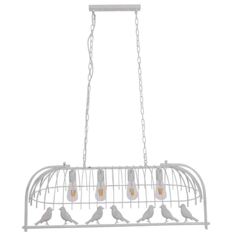 GLOBOSTAR® NEST 01403 Vintage Κρεμαστό Φωτιστικό Οροφής με Ντουί 4 x E27 AC 220-240V IP20 - Λευκό & Πράσινο - Μ103 x Π34 x Υ36.5cm