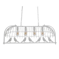 GLOBOSTAR® NEST 01403 Vintage Κρεμαστό Φωτιστικό Οροφής με Ντουί 4 x E27 AC 220-240V IP20 - Λευκό & Πράσινο - Μ103 x Π34 x Υ36.5cm