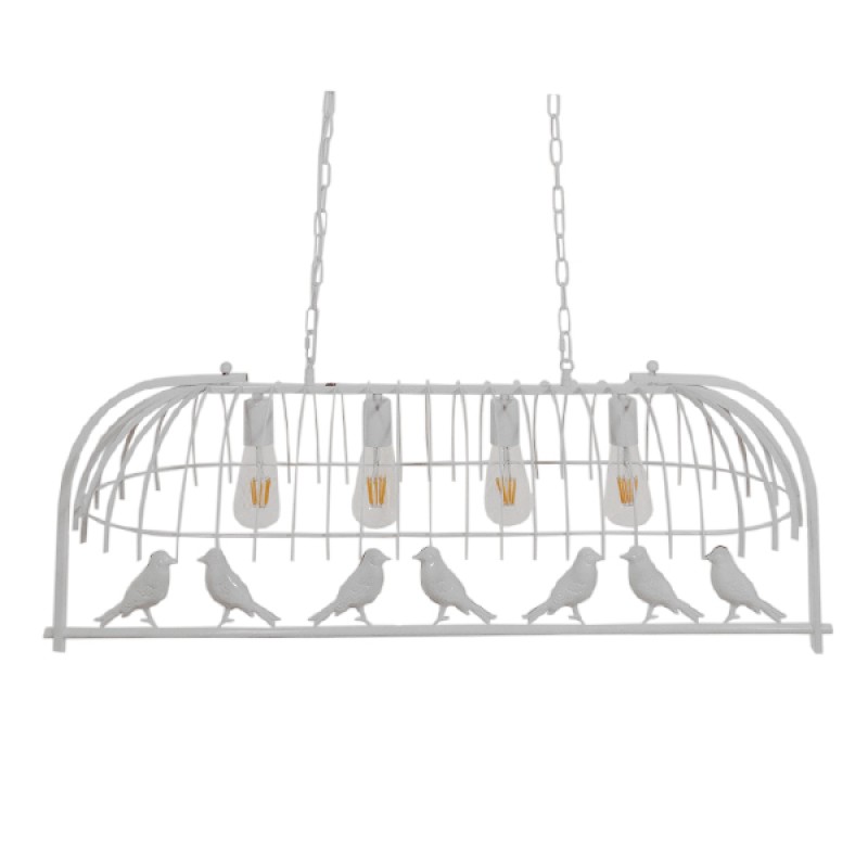 GLOBOSTAR® NEST 01403 Vintage Κρεμαστό Φωτιστικό Οροφής με Ντουί 4 x E27 AC 220-240V IP20 - Λευκό & Πράσινο - Μ103 x Π34 x Υ36.5cm