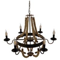 GLOBOSTAR® VICTORIAN 01404 Vintage Κρεμαστό Φωτιστικό Οροφής με Ντουί 6 x E14 AC 220-240V IP20 - Χάλκινο Εφέ Σκουριάς & Μπεζ - Μ85 x Π85 x Υ85cm
