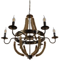 GLOBOSTAR® VICTORIAN 01404 Vintage Κρεμαστό Φωτιστικό Οροφής με Ντουί 6 x E14 AC 220-240V IP20 - Χάλκινο Εφέ Σκουριάς & Μπεζ - Μ85 x Π85 x Υ85cm