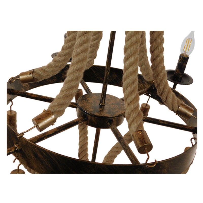 GLOBOSTAR® VICTORIAN 01404 Vintage Κρεμαστό Φωτιστικό Οροφής με Ντουί 6 x E14 AC 220-240V IP20 - Χάλκινο Εφέ Σκουριάς & Μπεζ - Μ85 x Π85 x Υ85cm