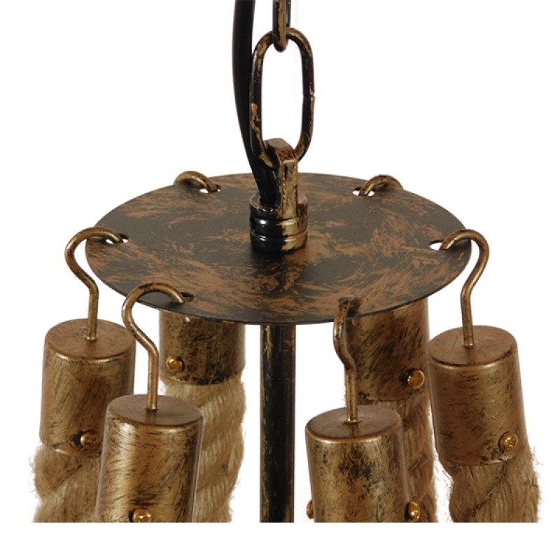 GLOBOSTAR® VICTORIAN 01404 Vintage Κρεμαστό Φωτιστικό Οροφής με Ντουί 6 x E14 AC 220-240V IP20 - Χάλκινο Εφέ Σκουριάς & Μπεζ - Μ85 x Π85 x Υ85cm