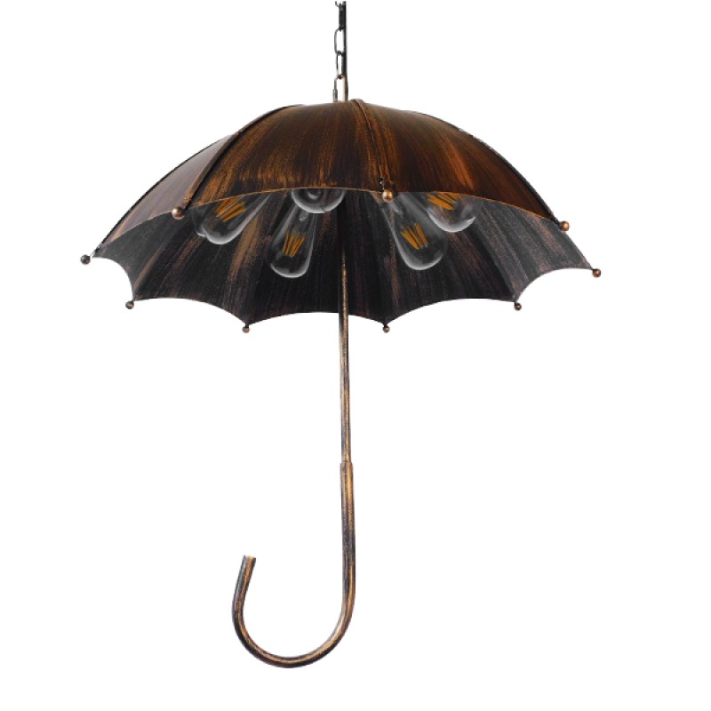 GLOBOSTAR® UMBRELLA 01406 Vintage Κρεμαστό Φωτιστικό Οροφής με Ντουί 5 x E27 AC 220-240V IP20 - Χάλκινο - Μ60 x Π60 x Y65cm