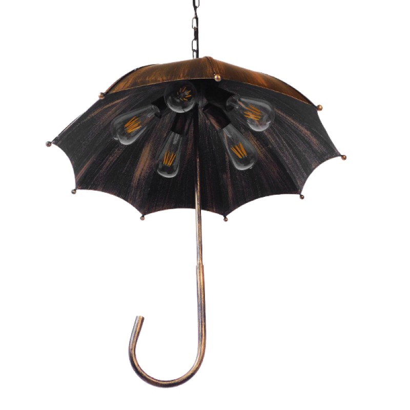 GLOBOSTAR® UMBRELLA 01406 Vintage Κρεμαστό Φωτιστικό Οροφής με Ντουί 5 x E27 AC 220-240V IP20 - Χάλκινο - Μ60 x Π60 x Y65cm