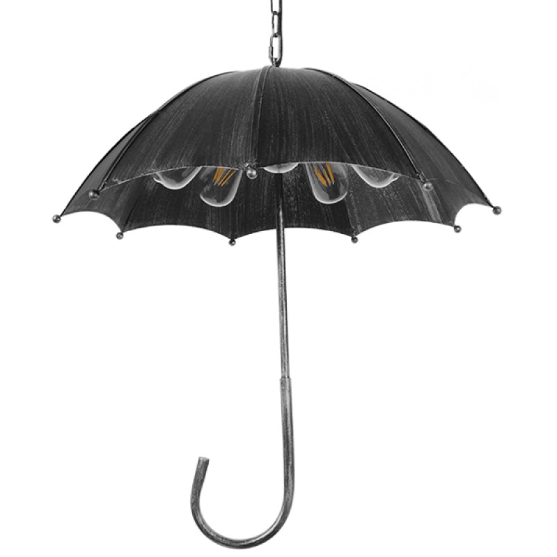 GLOBOSTAR® UMBRELLA 01407 Vintage Κρεμαστό Φωτιστικό Οροφής με Ντουί 5 x E27 AC 220-240V IP20 - Ασημί - Μ60 x Π60 x Y65cm