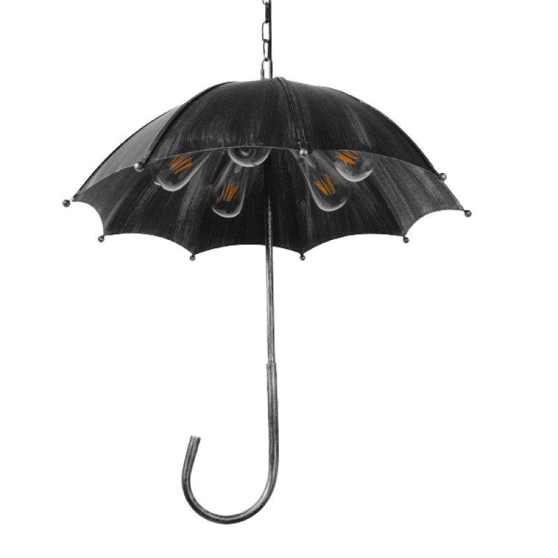 GLOBOSTAR® UMBRELLA 01407 Vintage Κρεμαστό Φωτιστικό Οροφής με Ντουί 5 x E27 AC 220-240V IP20 - Ασημί - Μ60 x Π60 x Y65cm