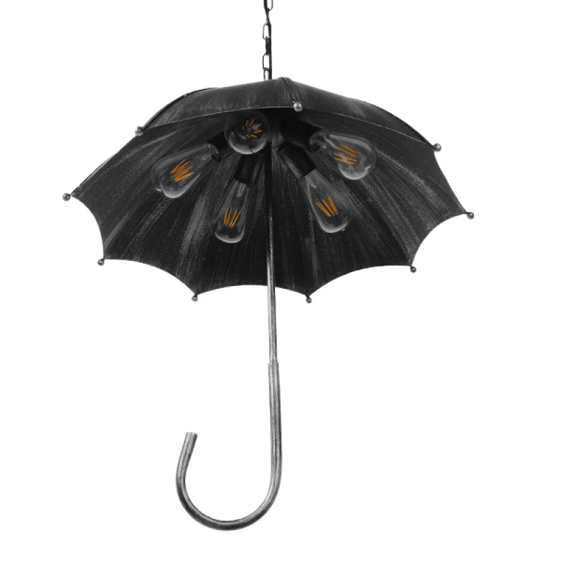 GLOBOSTAR® UMBRELLA 01407 Vintage Κρεμαστό Φωτιστικό Οροφής με Ντουί 5 x E27 AC 220-240V IP20 - Ασημί - Μ60 x Π60 x Y65cm
